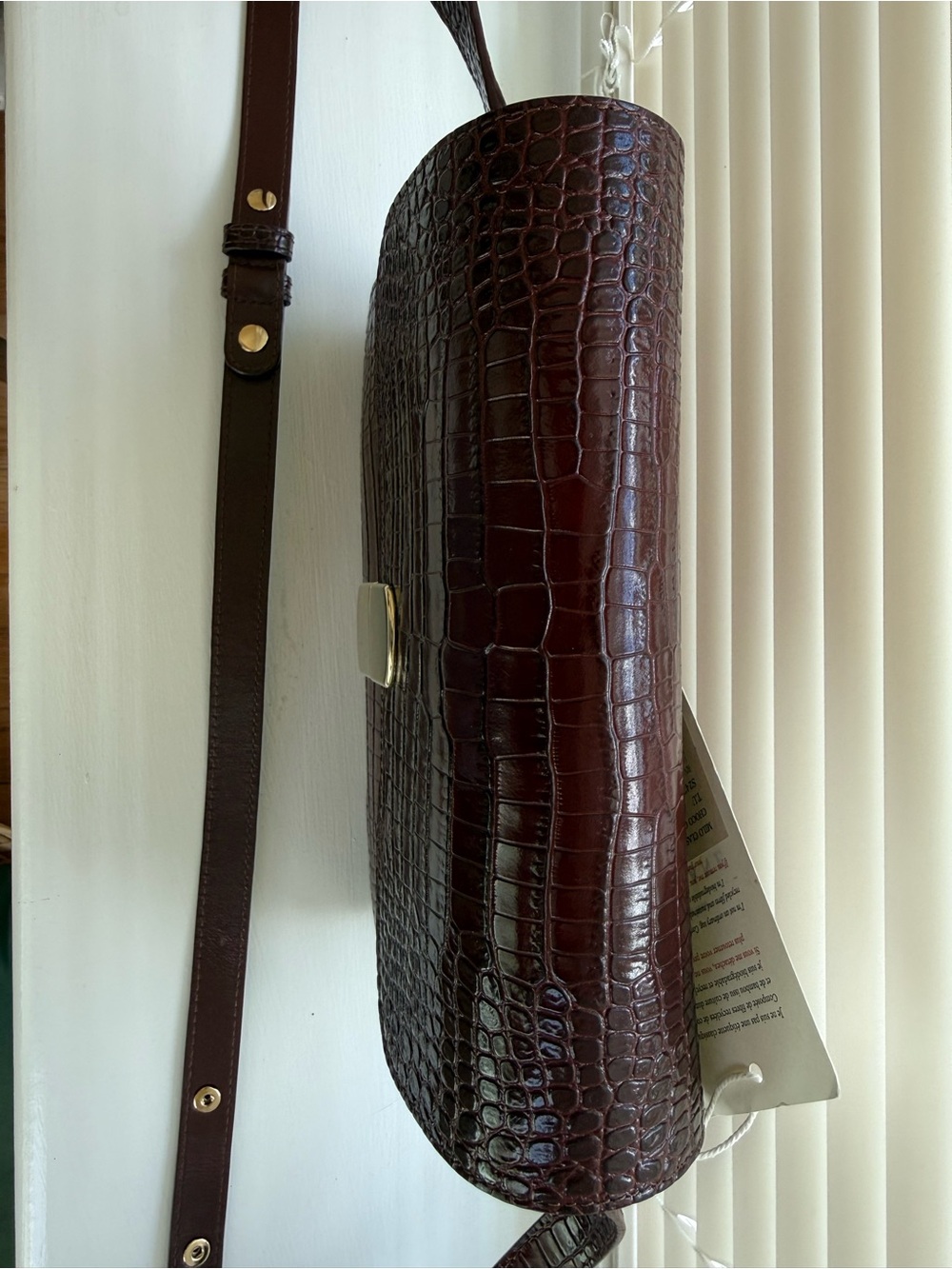 Sezane Milo Classic Bag in Chocolate Crocodile Print - Picture 4 of 16